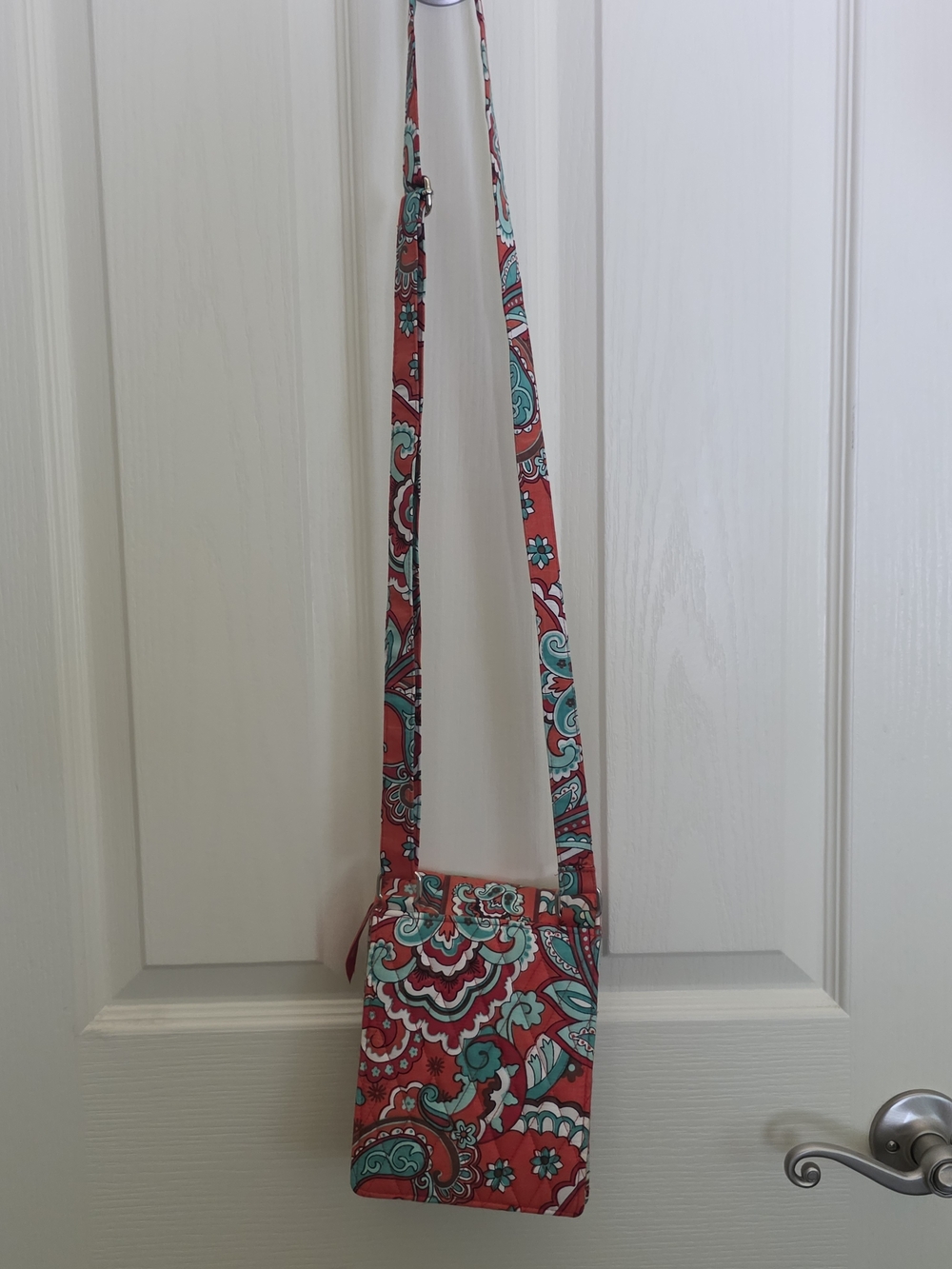 Bella Taylor Red Quilted Crossbody with Teal Paisley Print - Picture 3 of 3
